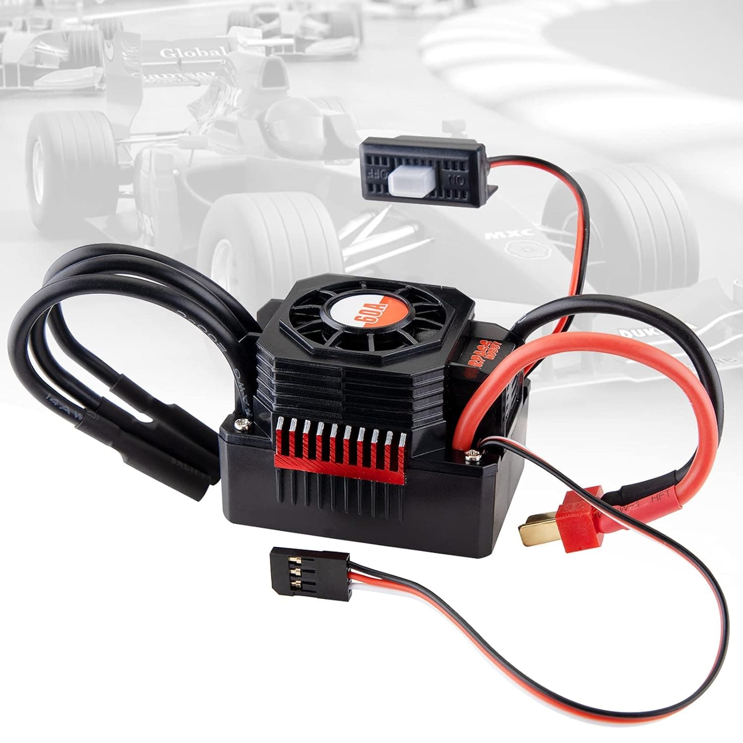 FPVERA 60A Brushless ESC, Waterproof RC Car Electronic Speed Controller for 1/10 RC Car 2S-3S LiPo