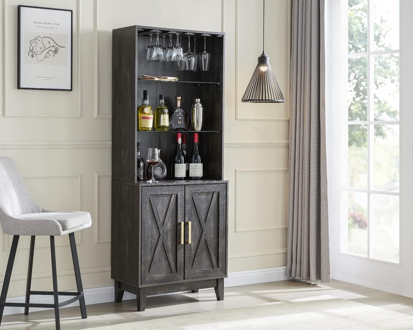 Home Source Jill Zarin Charcoal China Cabinet with Glass Shelves