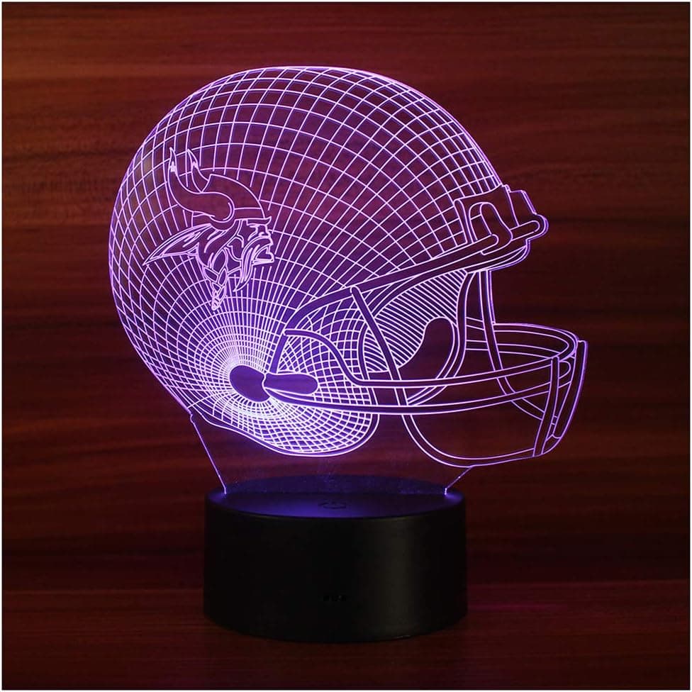 American Football 3D Illusion LED Night Light Table Desk Lamp 7 Colors Gradual Changing Touch with USB Cable for Bedroom Living Room Decoration or Children’s Gifts(H)