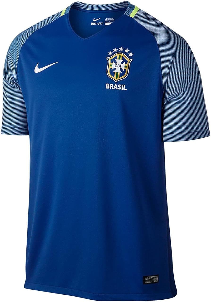 Nike Brasil Men's Away Soccer Stadium Soccer Jersey (Royal/White)- 2016/17