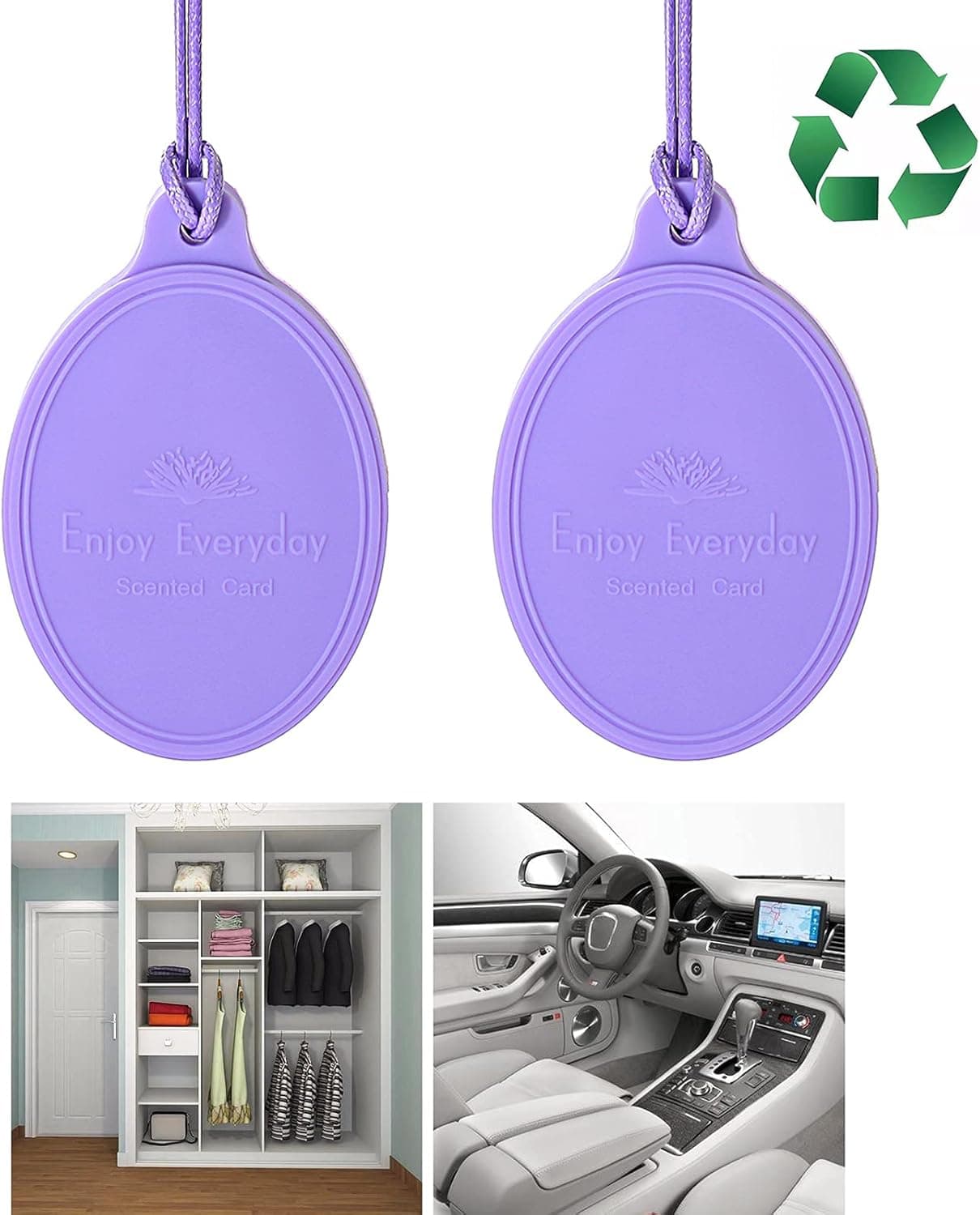 KISSKIKO Lemon Lavender Hanging Car Air Freshener,Scented Sachets for Drawer and Closet,Lasting Fragrance for 180 Days (2PCS)