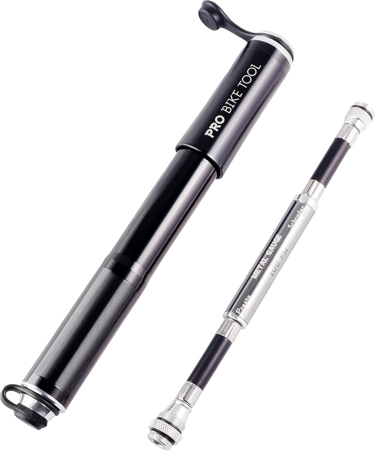 PRO BIKE TOOL Bike Pump with Gauge Fits Presta and Schrader - Accurate Inflation - Mini Bicycle Tire Pump for Road, Mountain and BMX Bikes, High Pressure 100 PSI, Includes Mount Kit