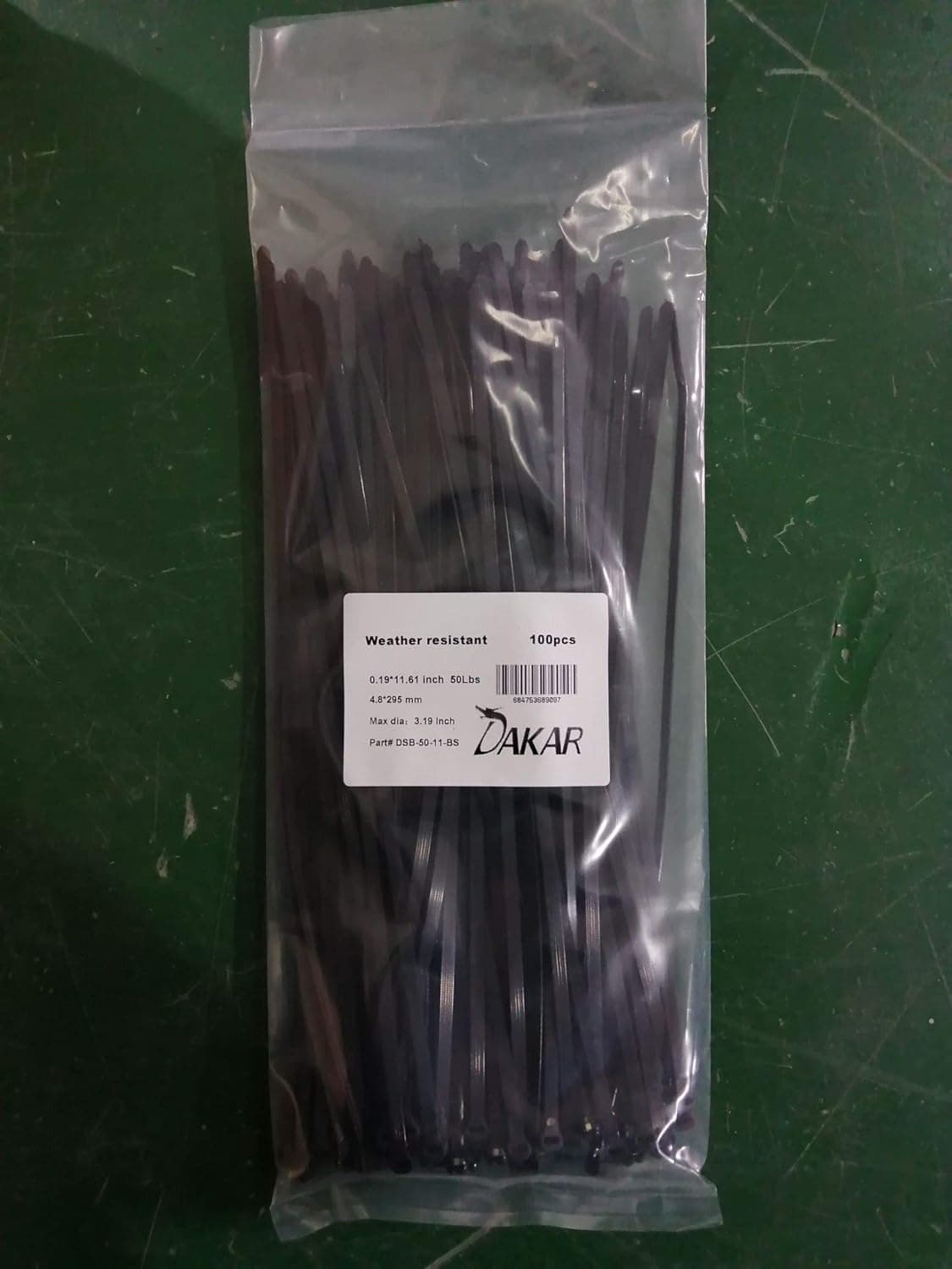Dakar TY5253MX SS barb nylon cable tie 50 Lbs 11.6" UVB 100pcs