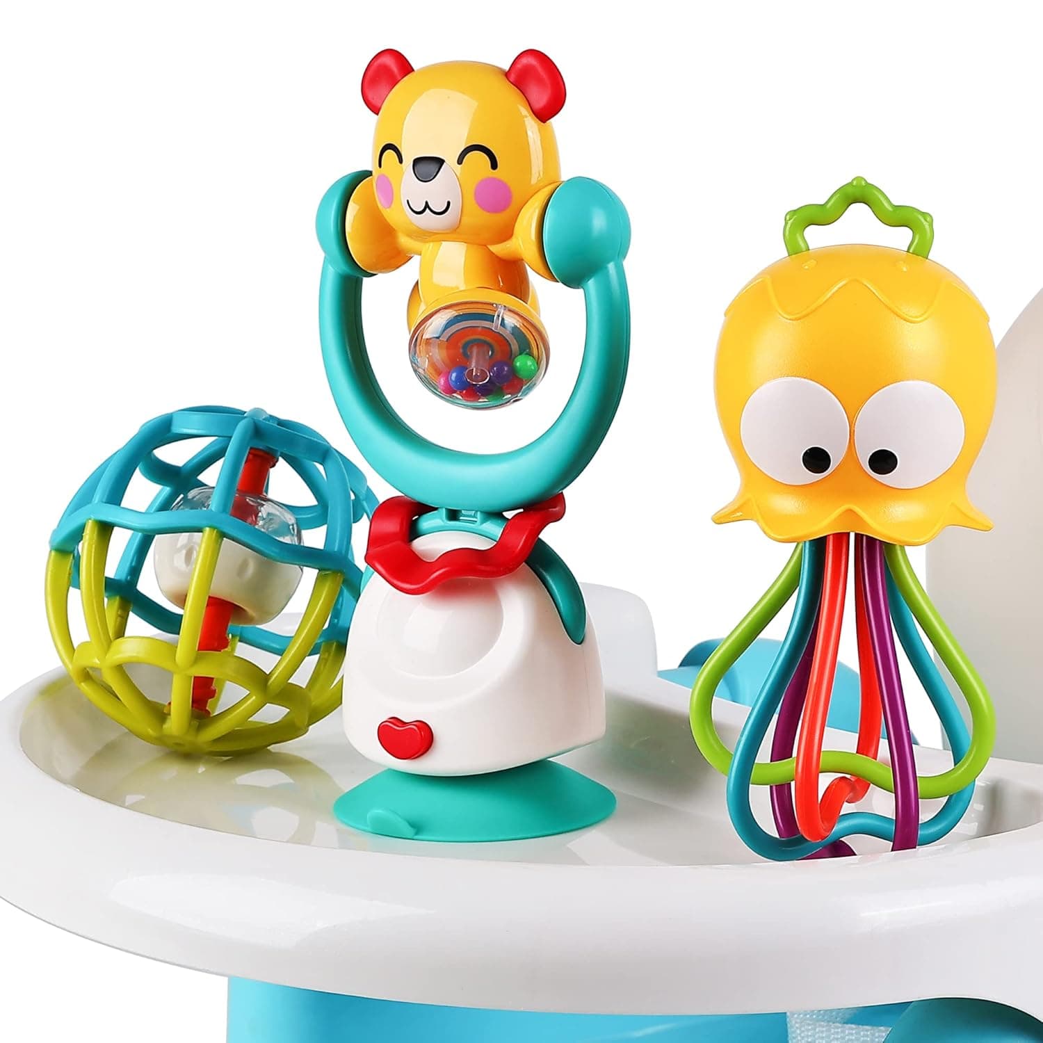iPlay, iLearn Baby Bear Rattle Toys Set, High Chair Suction Cup Spinner, Infant Sensory Ball, Must Have Feeding Essentials, Birthday Shower Gifts 6 7 8 9 12 18 Month, 1 2 3 Years Old Toddlers Girl Boy