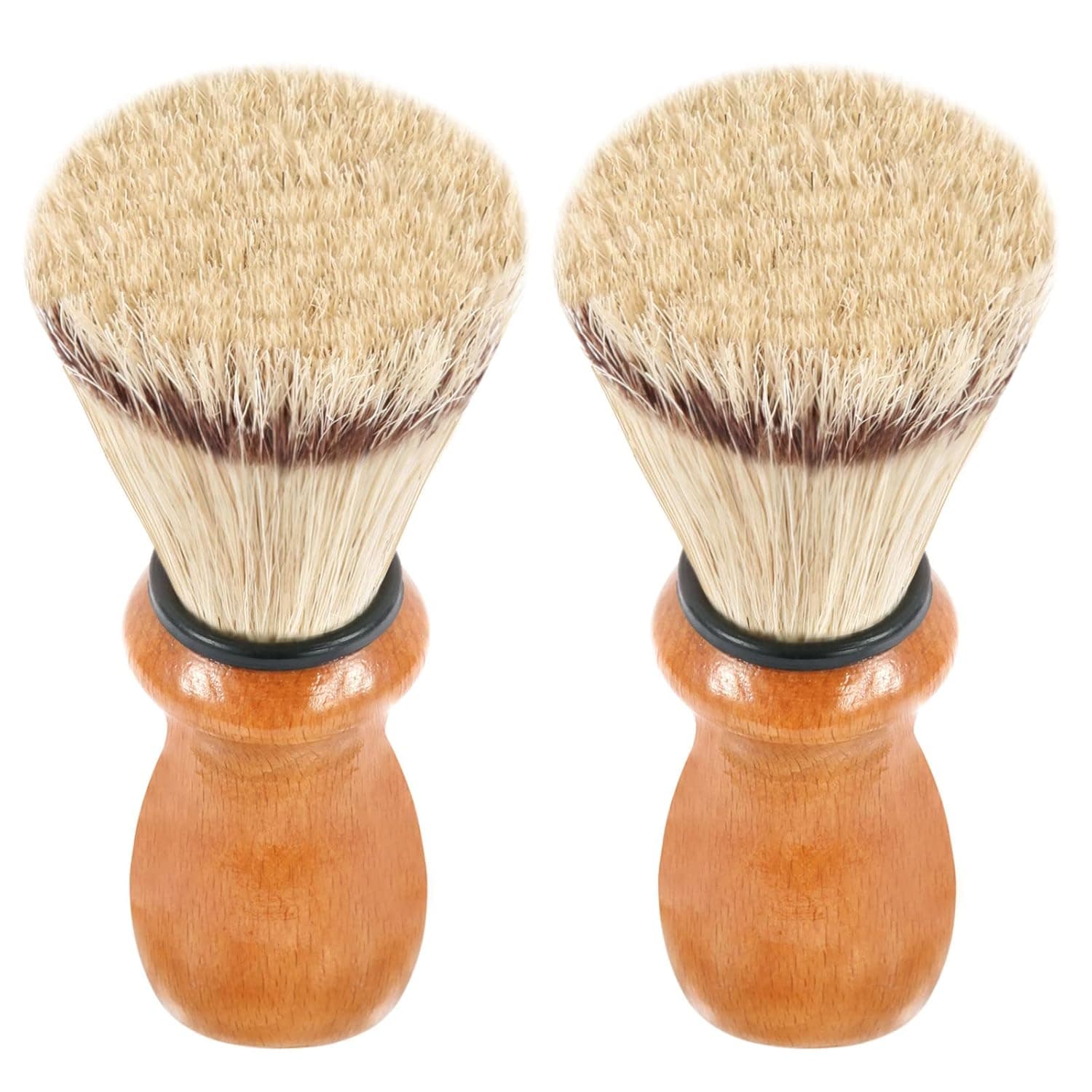 Genixart Shaving Brush, Selected Horsetail Hair Shave Brush, Handmade Shaving Brushes for Men with Varnished Wooden Handle (2 pcs Gift Pack)