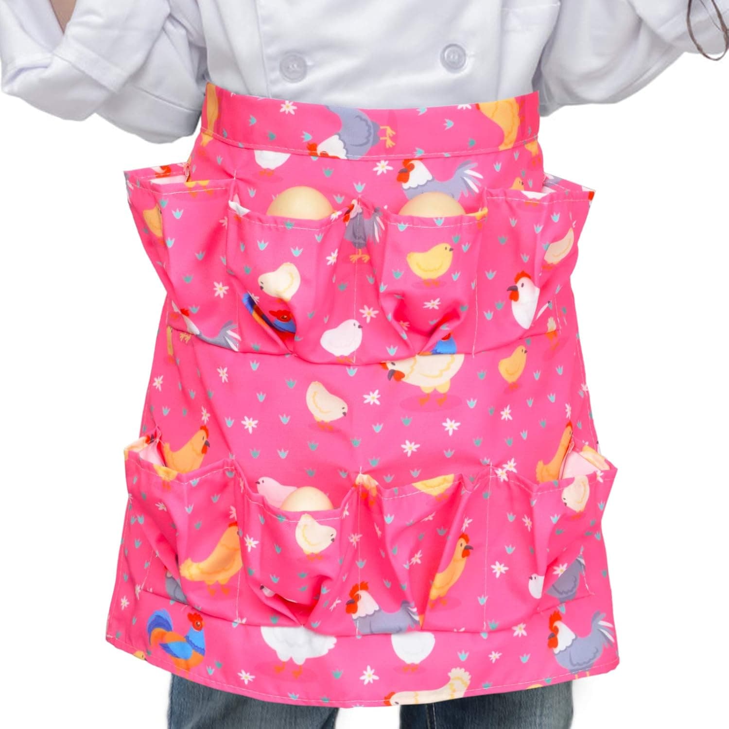 PASHOP Egg Collecting Apron With 8 Pockets Kids Aprons for Duck Goose Quail Dove Eggs Gathering