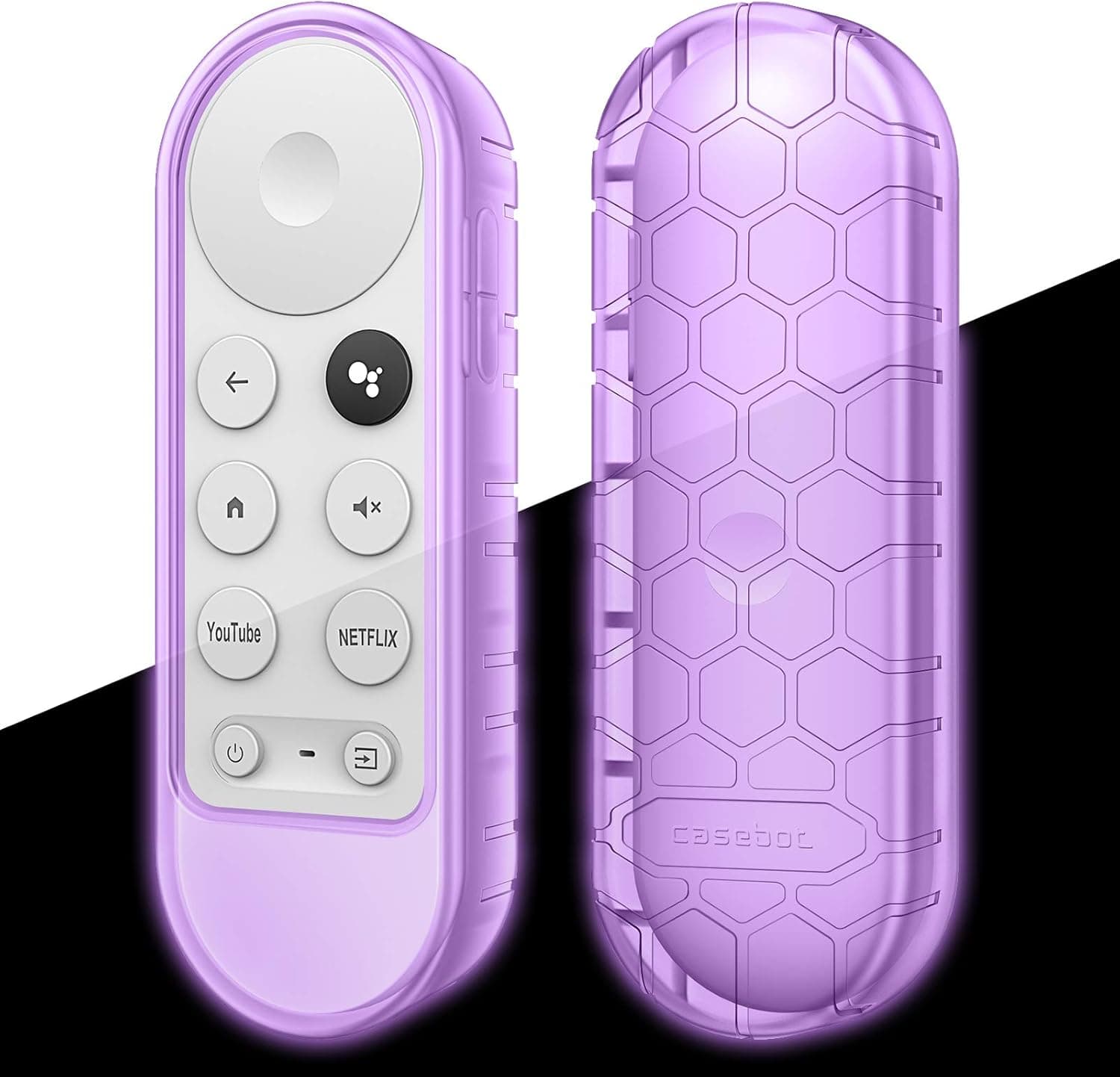 Fintie Protective Case for Chromecast with Google TV HD 2022 / 4K 2020 Voice Remote - CaseBot Lightweight (Anti-Slip) Shockproof Silicone Cover for Chromecast Voice Remote Controller, Purple Glow