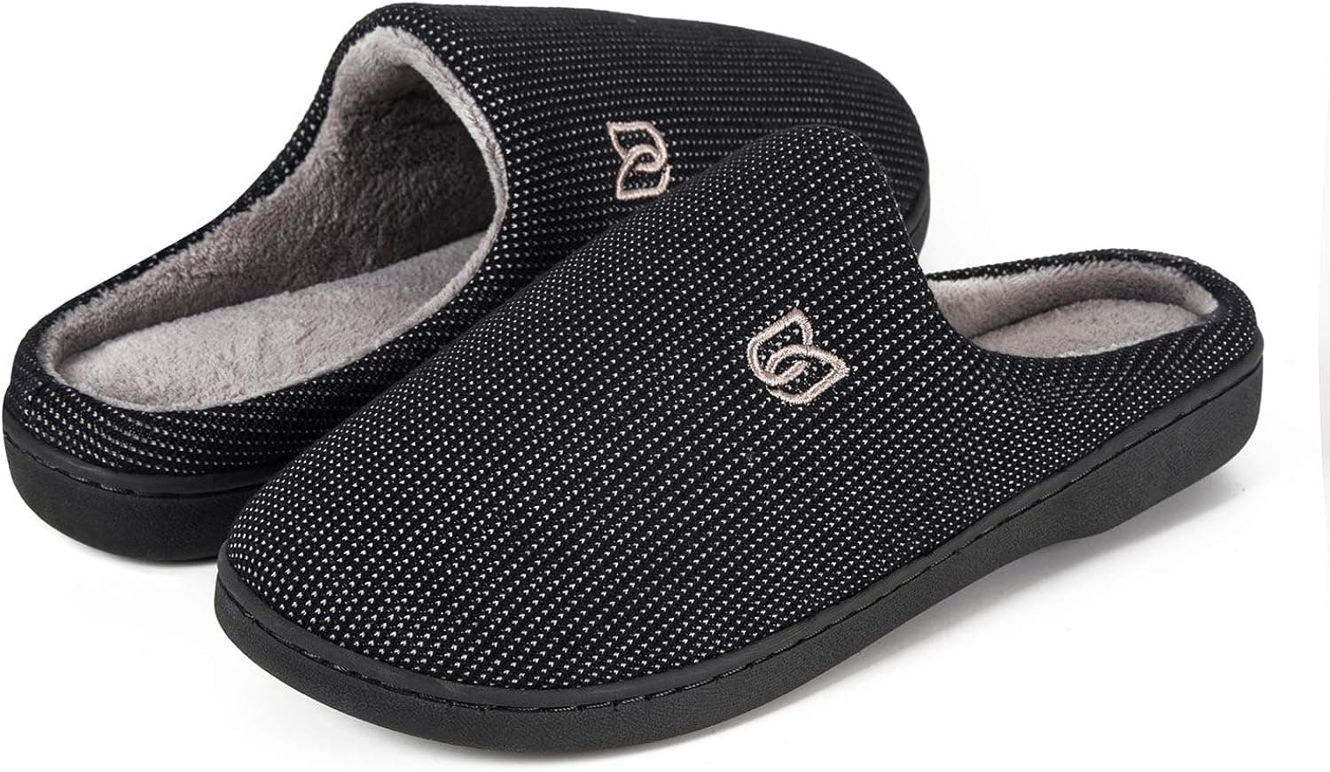 IceUnicorn Men's & Women's Comfort House Slippers Memory Foam Cotton Slippers House Shoes Slip On Indoor Outdoor (White dots/Gray, 40/41)