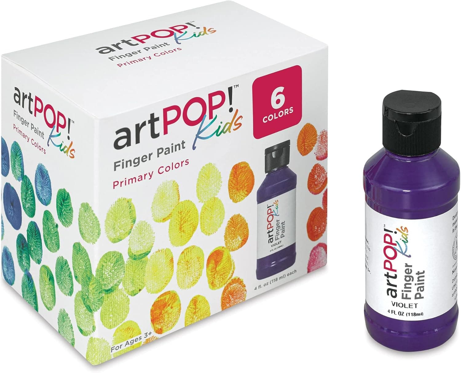artPOP! Kids Finger Paint, Set of 6 Colors, 4 fl oz, Nontoxic Finger Paint, Washable, Art Supplies for Preschoolers