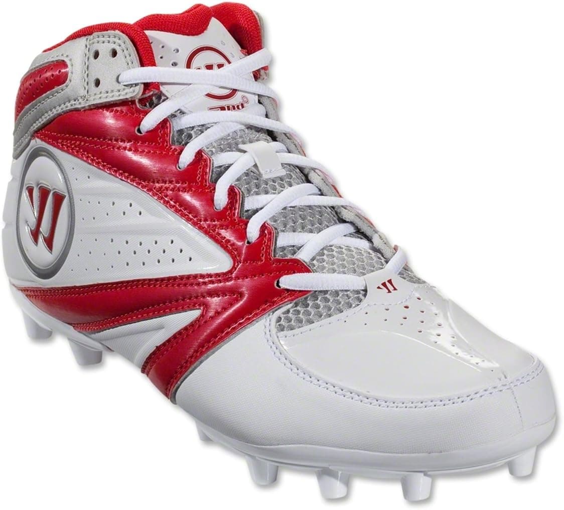 Warrior Lacrosse Men's Second Degree 3.0 Cleat (White/Red, 8.5 D(M) US)