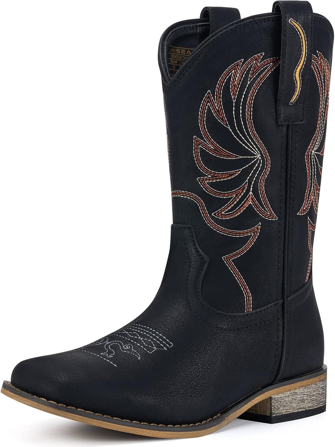 Rollda Kids Cowboy Boots for Boys Girls Western Square Toe Cowgirl Boots with Walking Heel (Toddler/Little Kid/Big Kid)