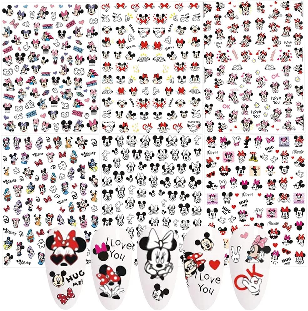 Cute Cartoon Nail Art Stickers Decals 3D Self Adhesive Nail Art Supplies Cartoon Nail Decals for Nail Art Decoration DIY Nail Designs Sticker Luxury Designer Nail Stickers for Acrylic Nail Art 6 PCS