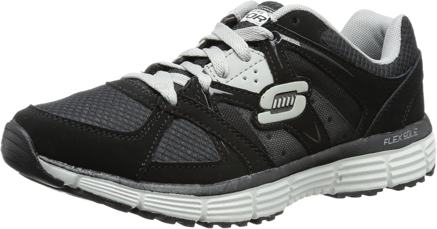 Skechers Mens Mens Agility Outfield Lace Breathable Leather Trainer Black Leather
