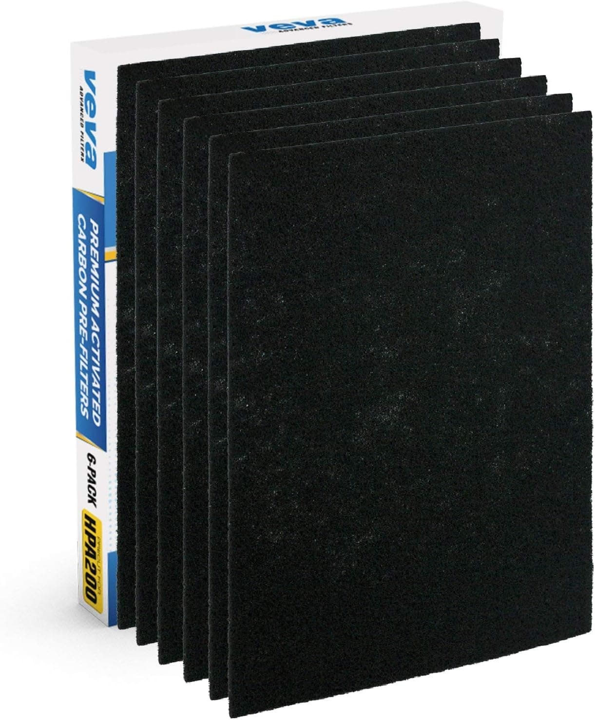 ﻿VEVA Air Purifier Filter Replacements - 6 Pack Precut & Compatible with Honey-well HPA200 Purifiers - Premium Activated Carbon Pre-Filters