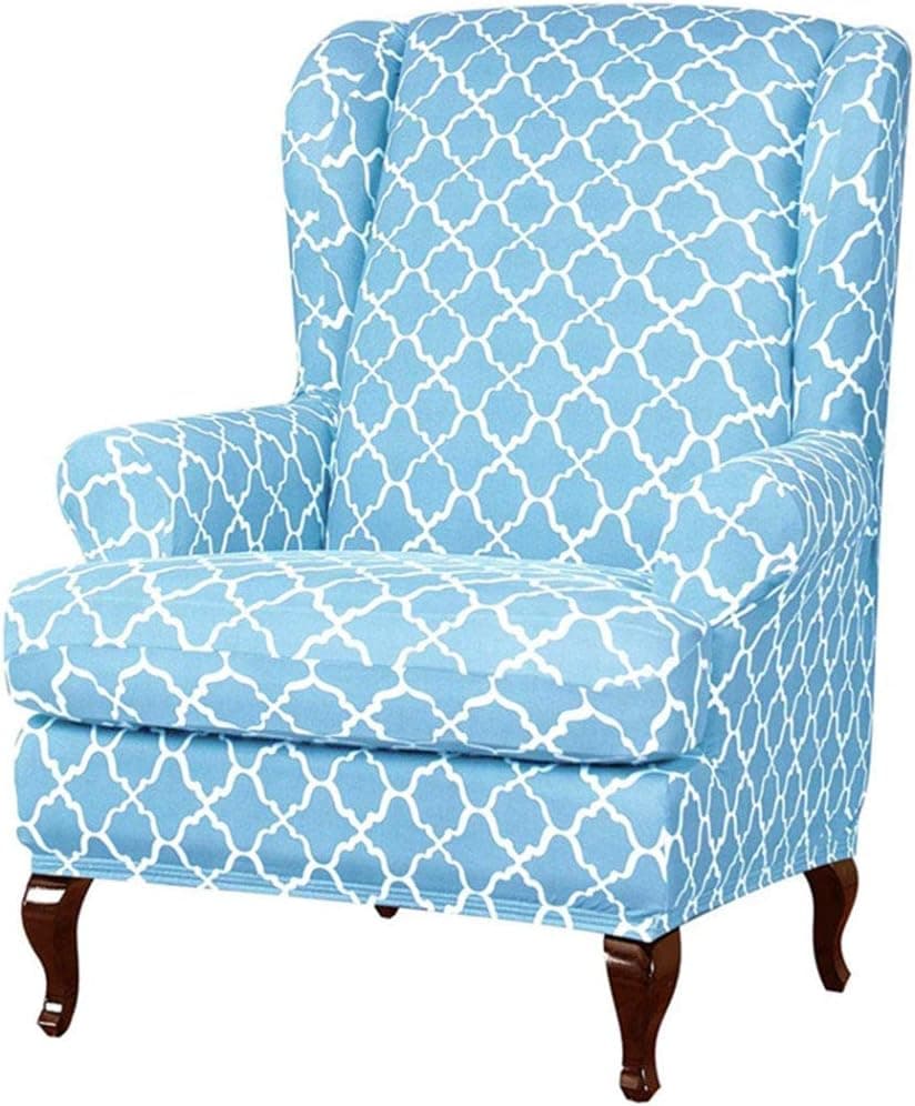 HUAIDE 2-Piece Wing Chair Cover Wingback Armchair Slipcovers Printing Wingback Sofa Covers Furniture Protector