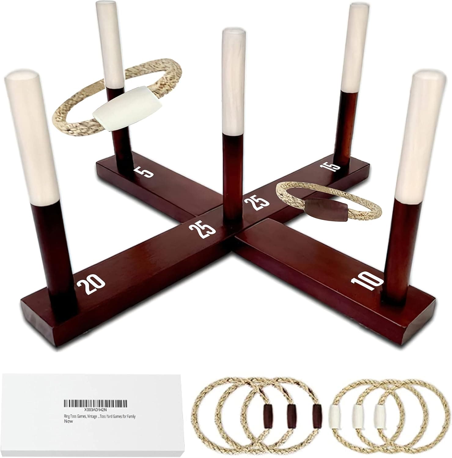 Ring Toss Games, Vintage Wood and Rope Ring Toss, Yard Game Fun Family and Friends, Ring Toss Yard Games for Family