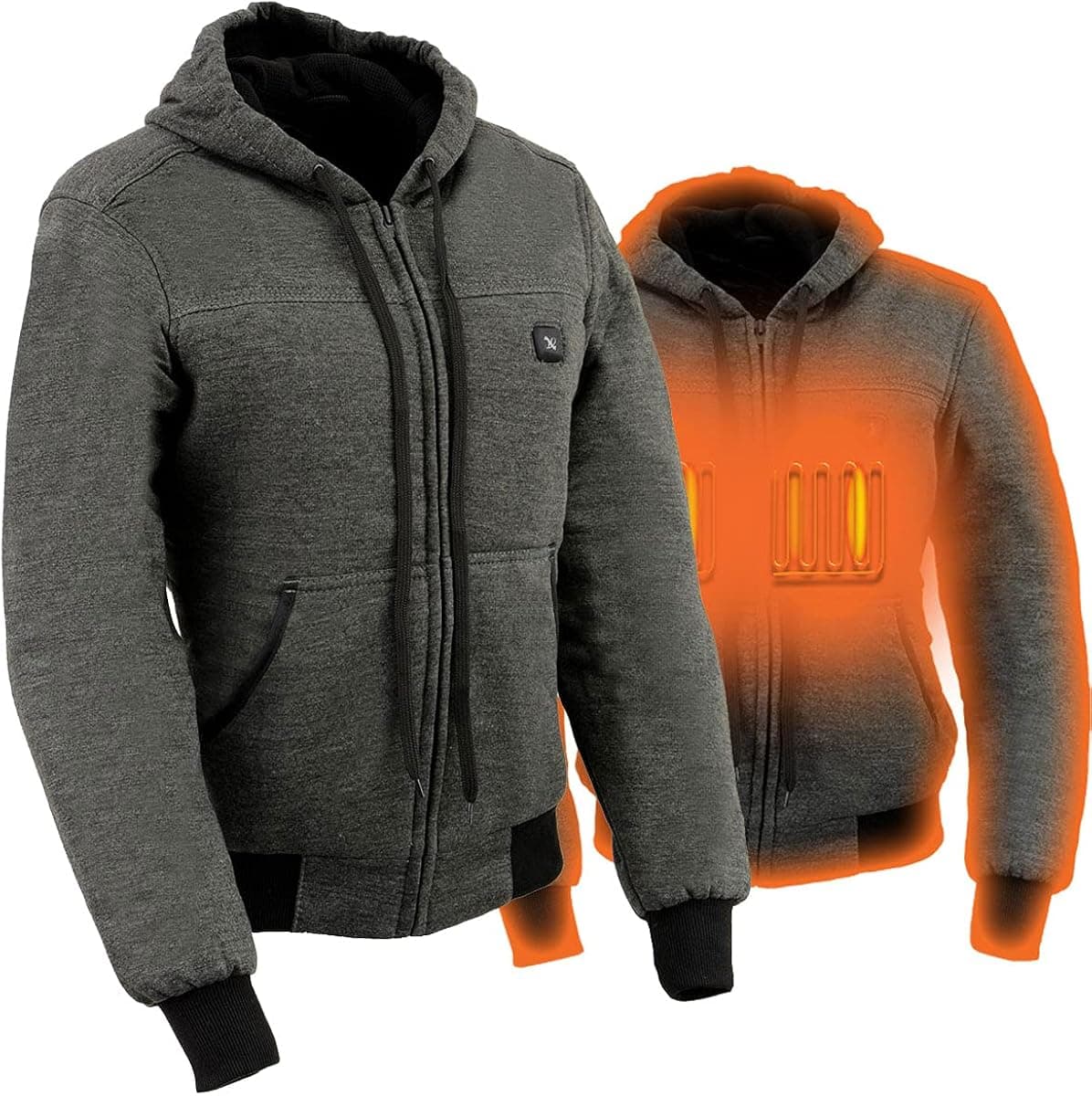Nexgen Heat Women Zipper Front Hoodie w/Front & Back Heating Elements and Portable Battery Pack Included, Grey, 3X-Large