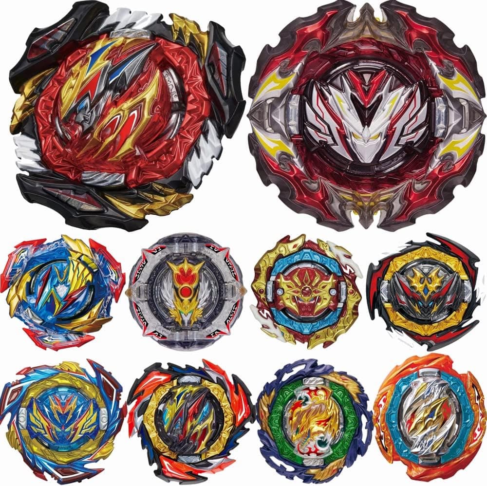 BaiYunPOY Birthday Party Gifts Idea Toys for Boys Kids Children Age 8+, 10 Pieces Burst Gyros Toy High Performance Battling Top Battle Burst Set