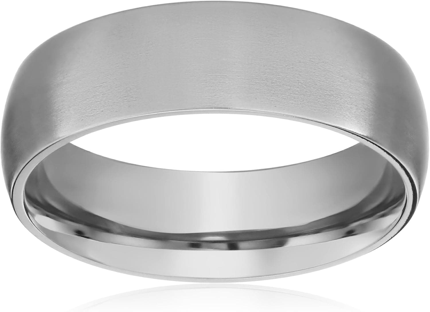 Sabrina Silver 6mm Titanium Plain Wedding Band/Thumb Ring Domed Comfort-Fit Matte Finish 5/16 inch Sizes 5-12