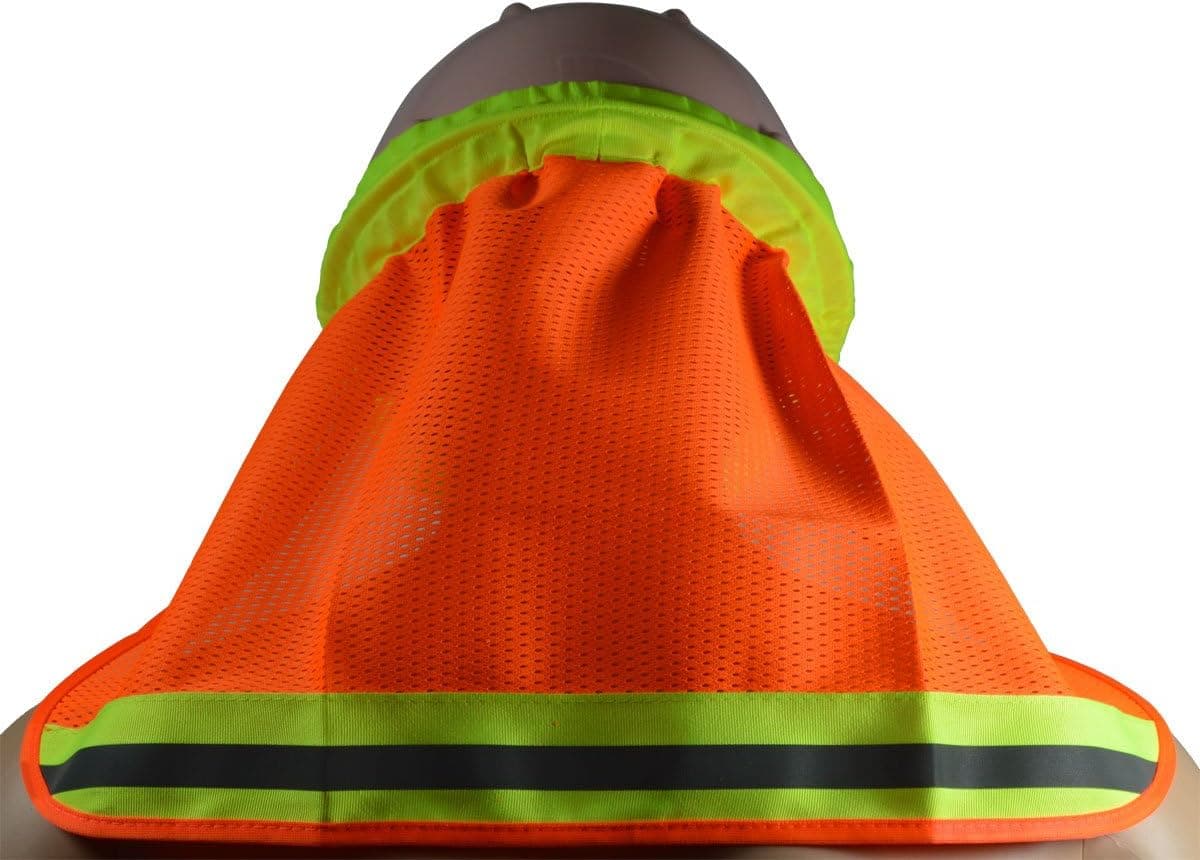 Petra Roc HNS-O High Visibility Neck Sun Shield For Hard Hats, Orange, One Size, Orange/Lime