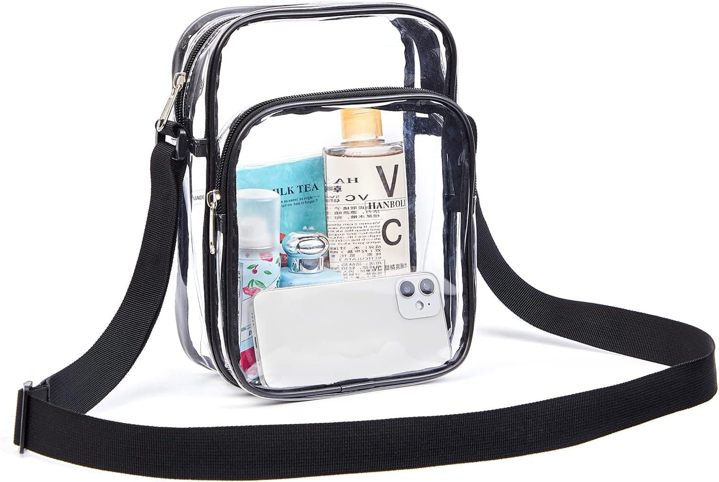 Clearworld Clear Bag Stadium Approved,Clear Crossbody Purse Bag for women and men,Clear Crossbody Messenger Shoulder Bag with Adjustable Strap for Concerts, Festivals, Sports Events