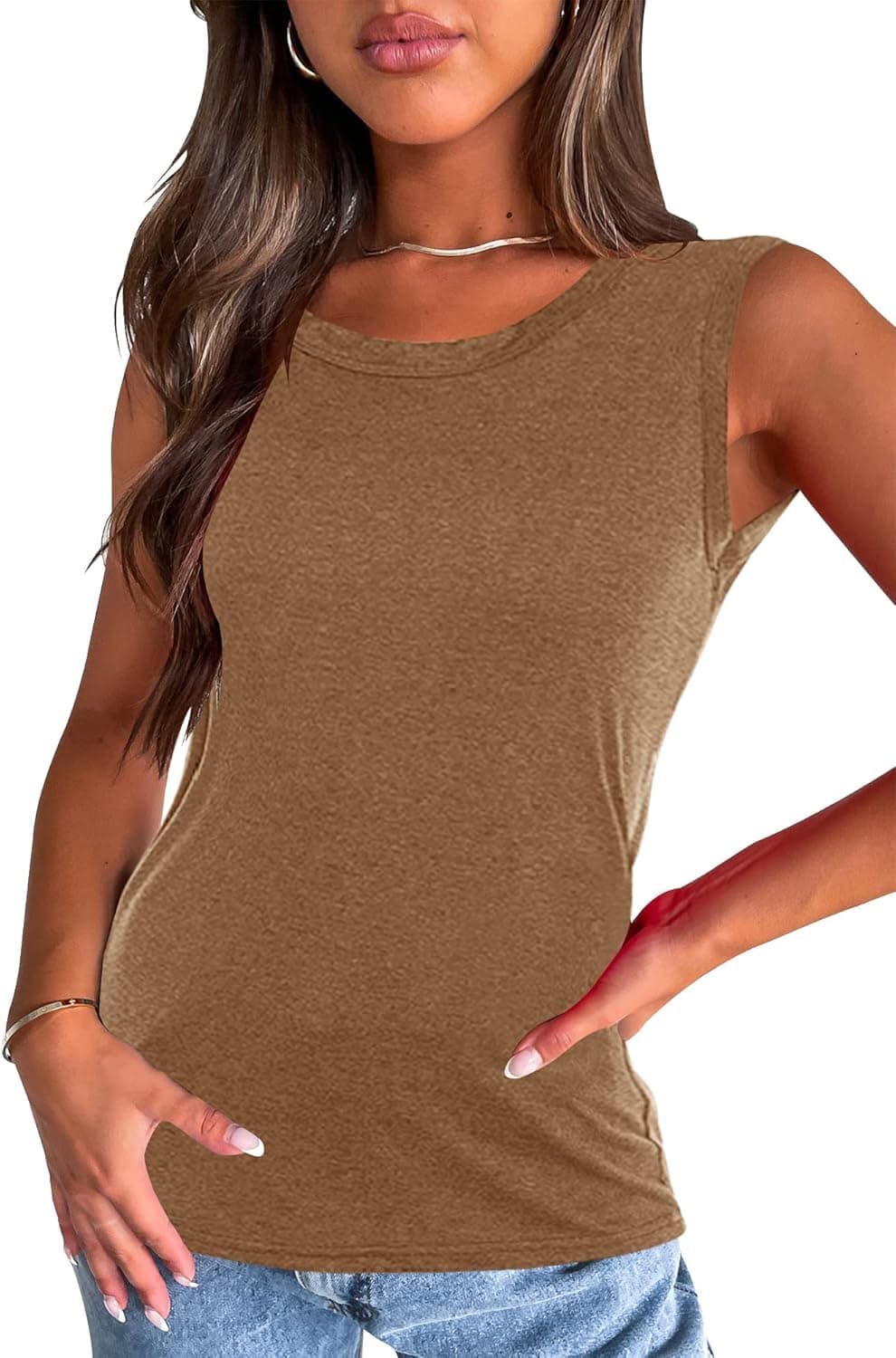 Uincloset Women's Summer Basic Sleeveless Tank Tops Crew Neck Casual Shirts