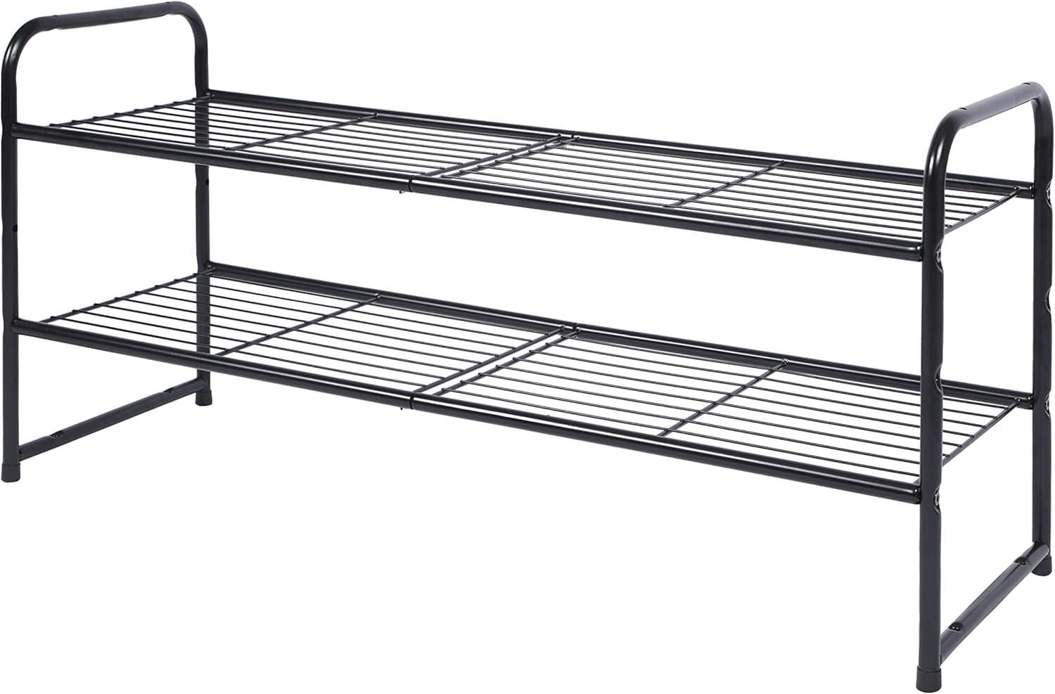 SUFAUY 2-Tier Stackable Shoe Rack, Shoe Shelf Storage Organizer for Entryway, Extra Large Capacity, Bedroom Footwear Organizer, Wire Grid, Black
