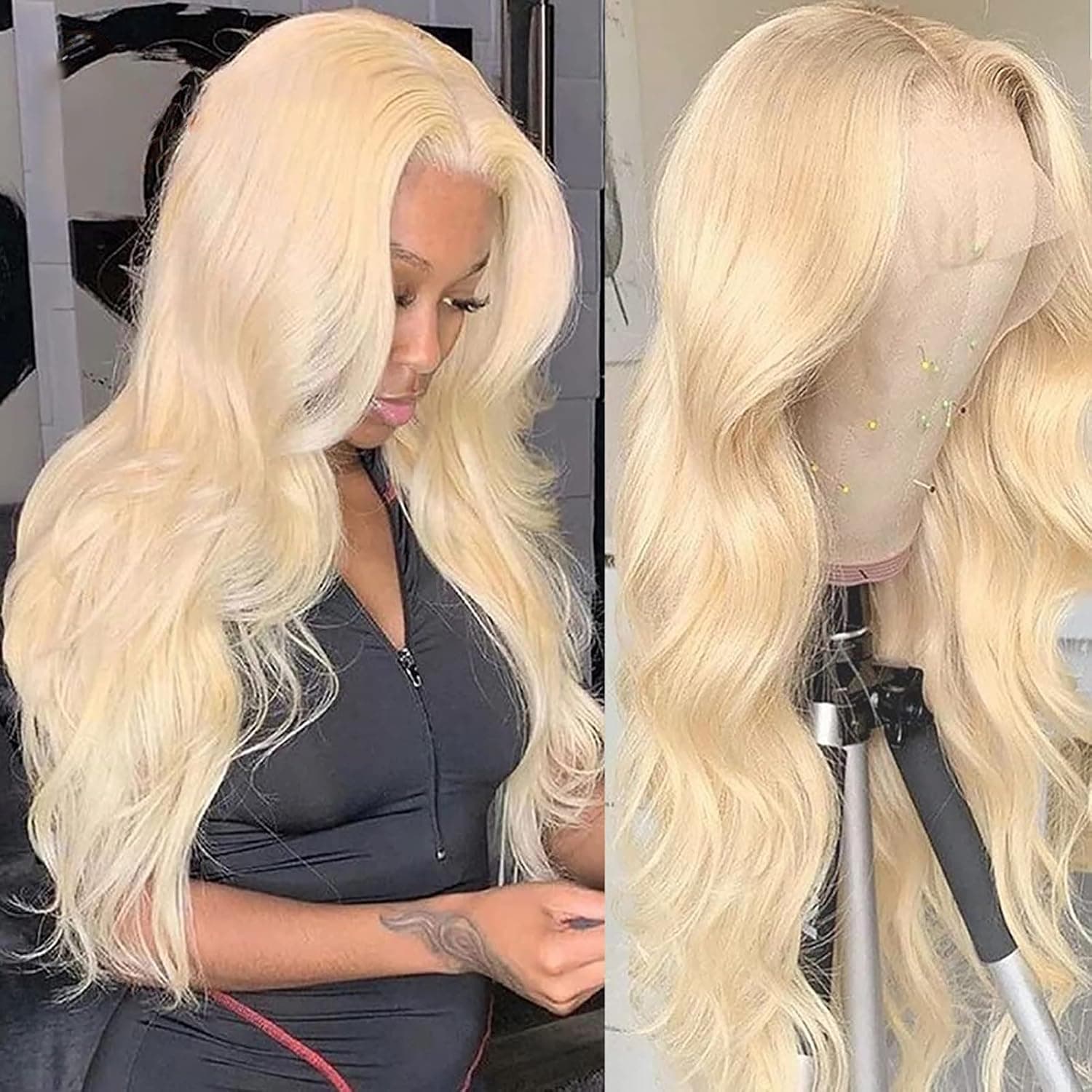 Aolvoblees hair Wear and Go 613 Blonde Body Wave HD Lace Front Wigs Human hair 13X5X1 T-part Pre Plucked With Baby Hair 180% Density Lace Wigs For Black Women Frontal 100% Pure Brazilian Virgin Remy Ear to Ear Human Hair (16 Inch )