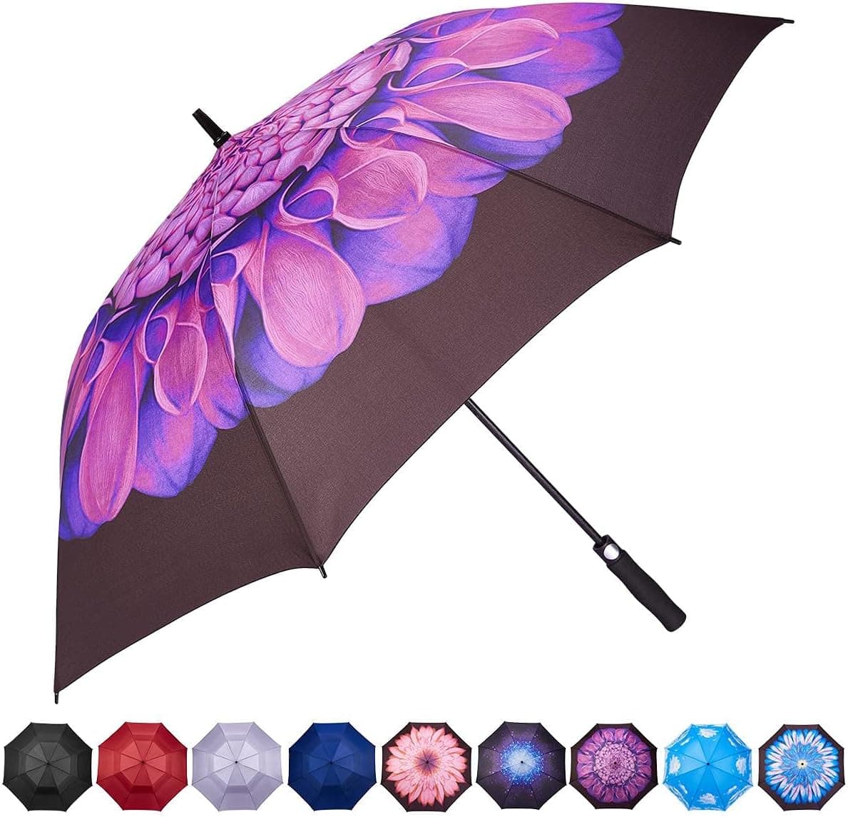 NOOFORMER 62 Inch Automatic Open Windproof Waterproof Golf Umbrella Extra Large Oversize Double Canopy Vented Rain Stick Umbrellas for Men Women Multiple Colors