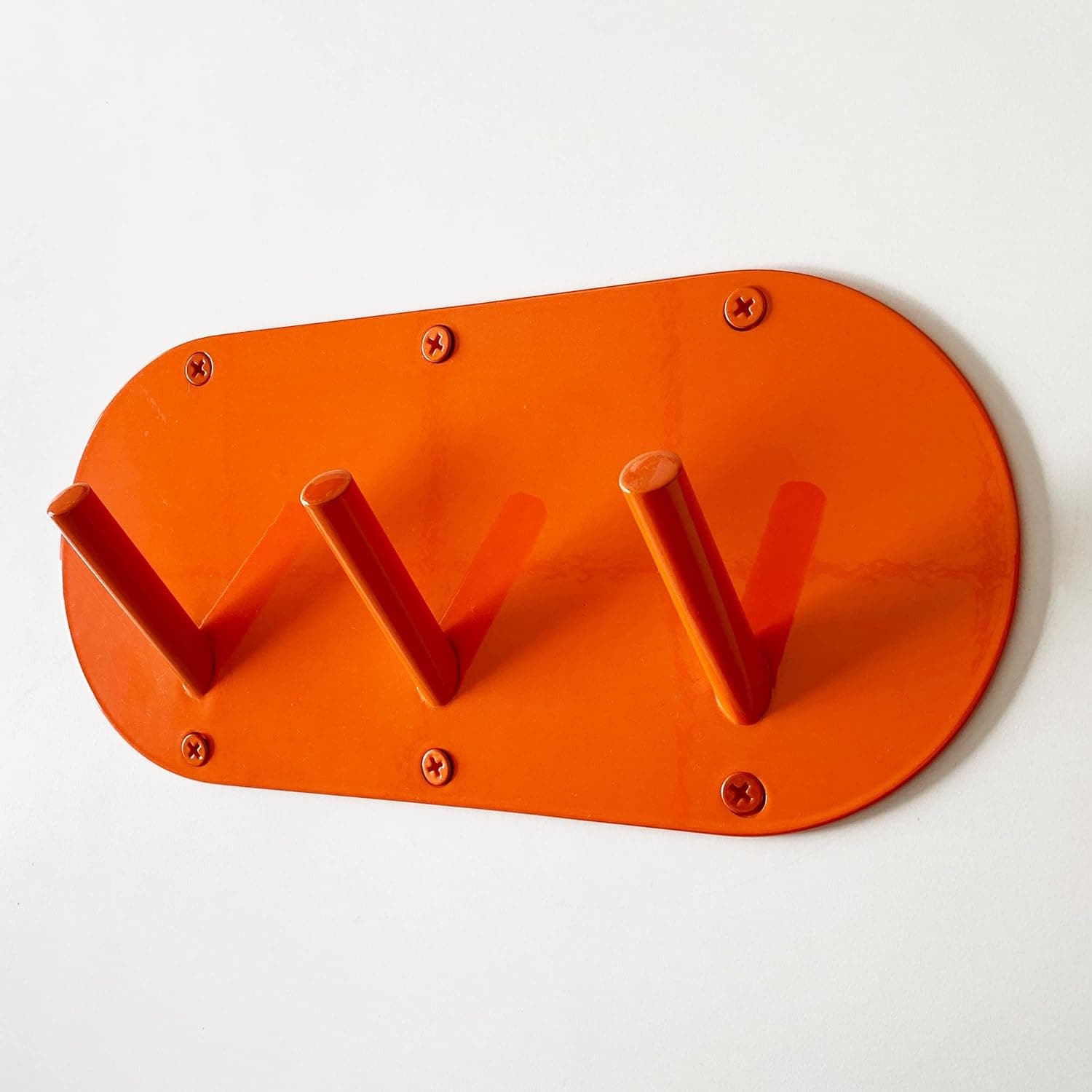 Wall Coat Hooks - Peggy Round 3 Hook Rail - Pack of 1 - Orange Finish. Heavy Duty Metal Hooks with screws for Hanging Coats, Bags, Robes, Backpack, Towel, Keys. Hooks for Bathroom, Kitchen etc.