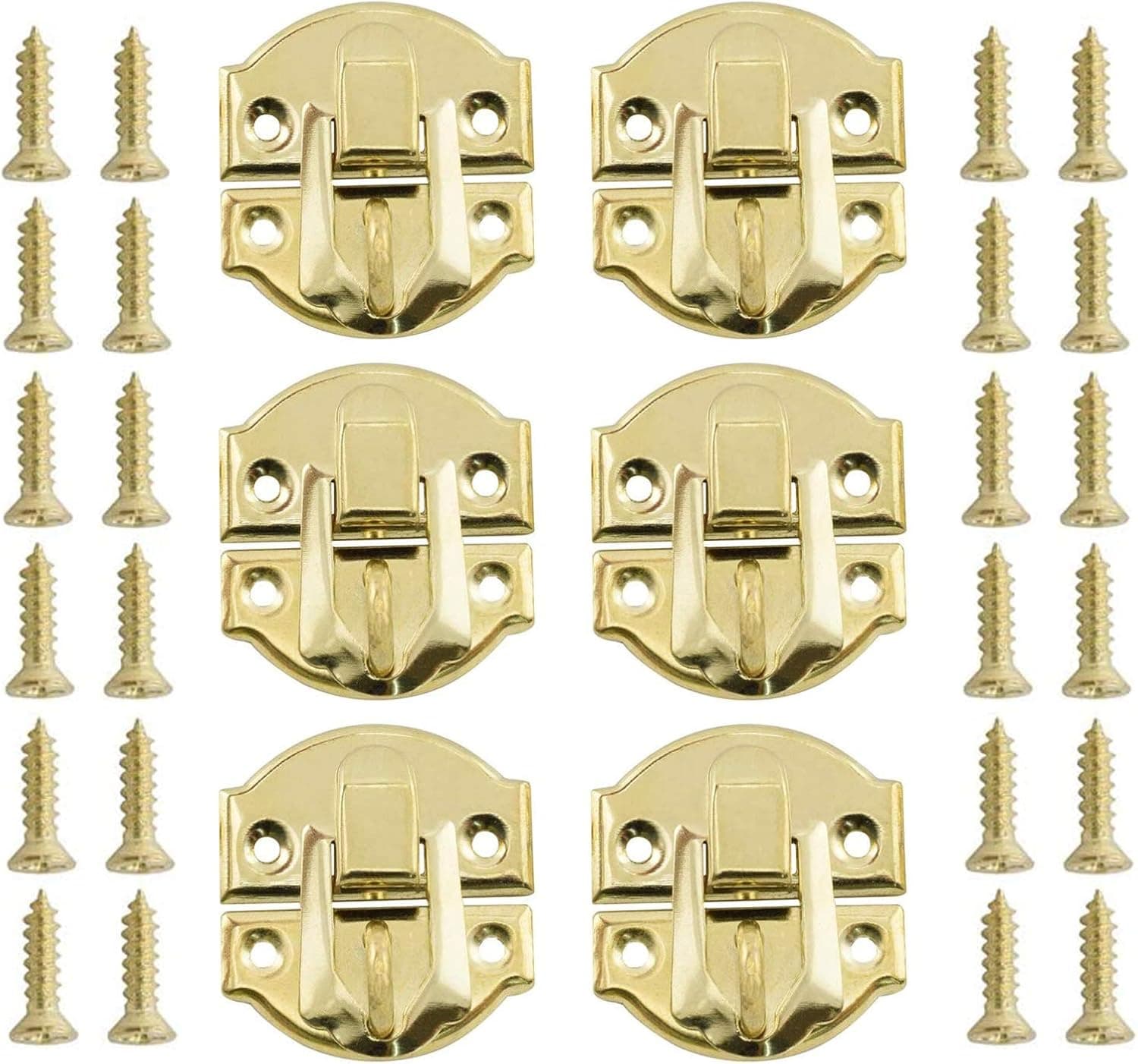 6pcs Antique Latch Hasps，LBTODH Wooden Box BuckleLock forJewelry Box/Gift Box/Doll House and Other Decorative Accessories（Gold）