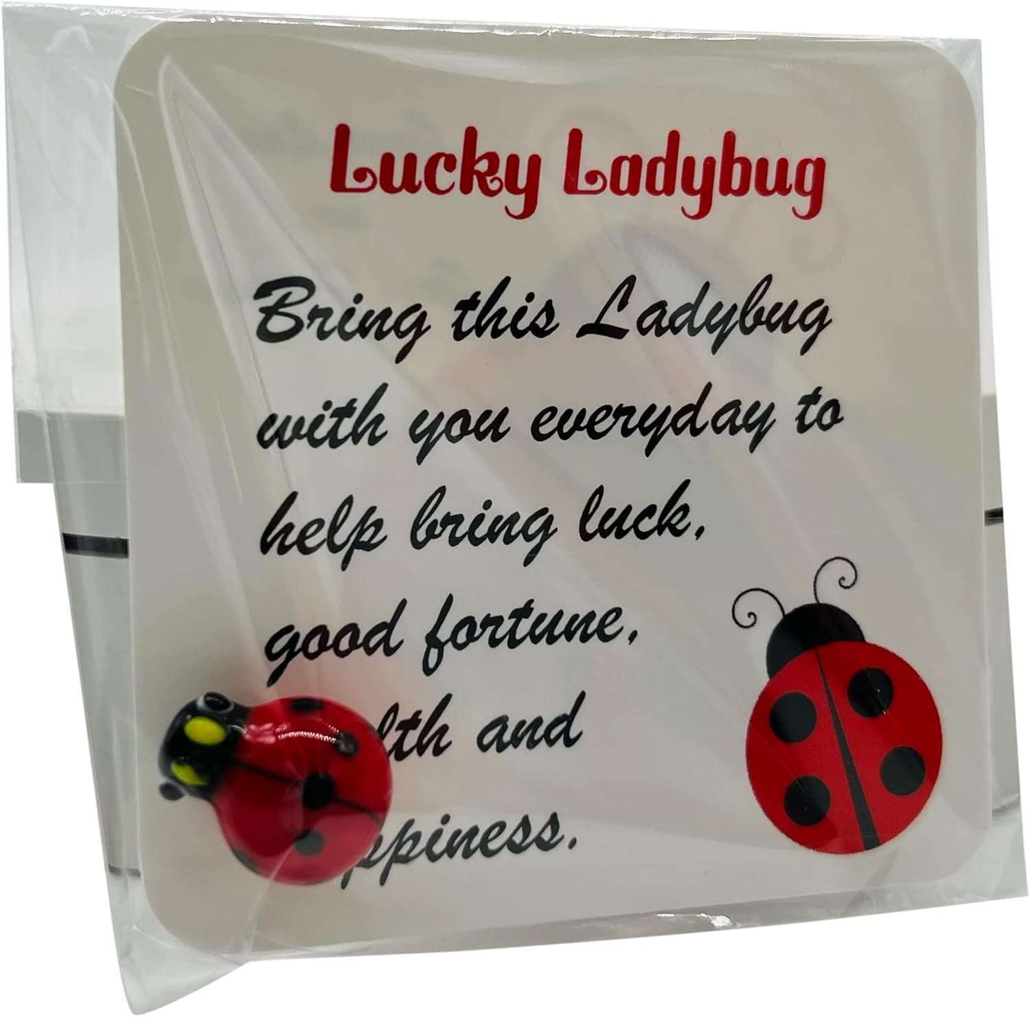 Westmon Works Lucky Ladybug Legend Pocket Charm Set Little Good Luck Glass Token with Story Card