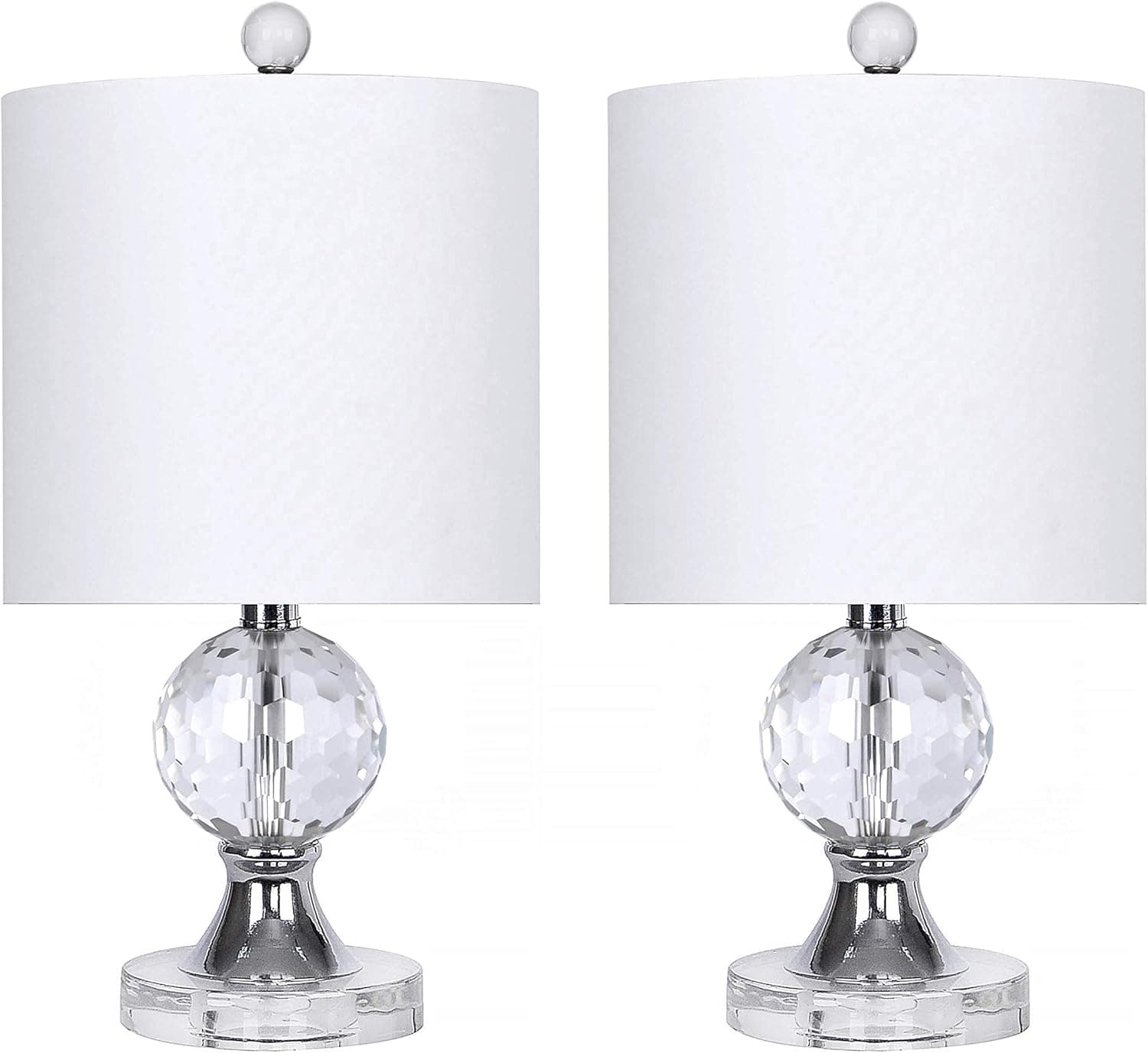 Grandview Gallery 17.5" Clear Crystal Table Lamp Set w/Chrome Finish