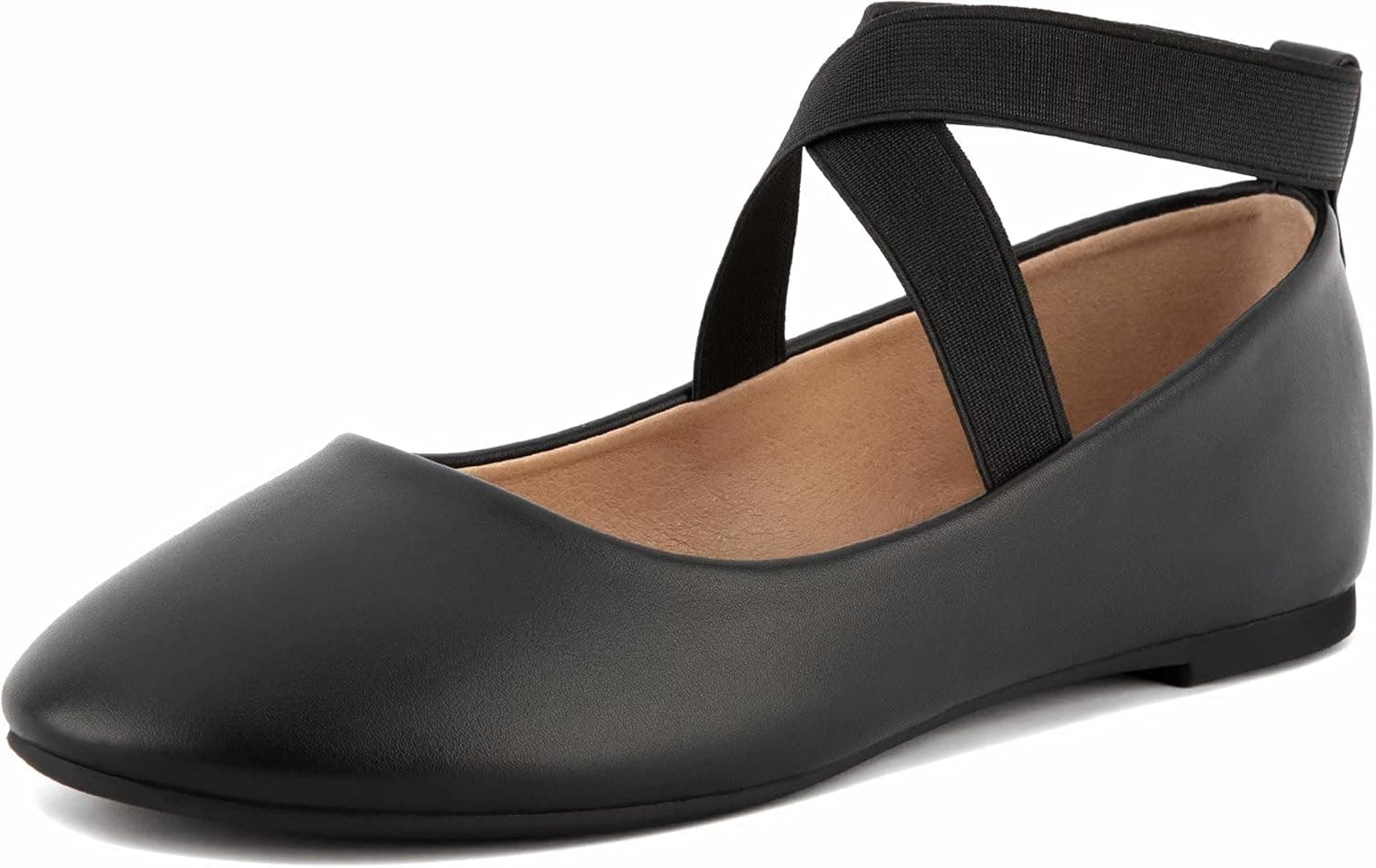 MaxMuxun Women's Ballet Flat Shoes Ankle Elastic Crossing Straps Slip On Ballerina Flats