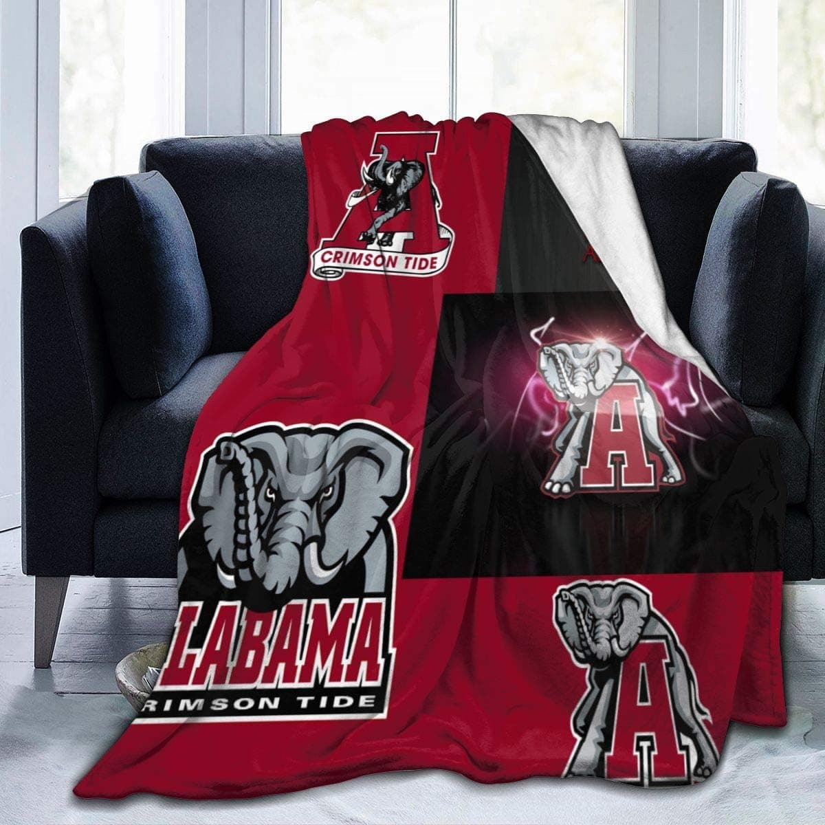 NCAA Alabama Crimson Tide Ultra-Soft Blanket Microfiber Light Comfortable Flannel Warm Winter Blanket,Home Sofa Bedding Camping Bedroom Living Room-Suitable for Adults/Pets/Babies 50"X40"