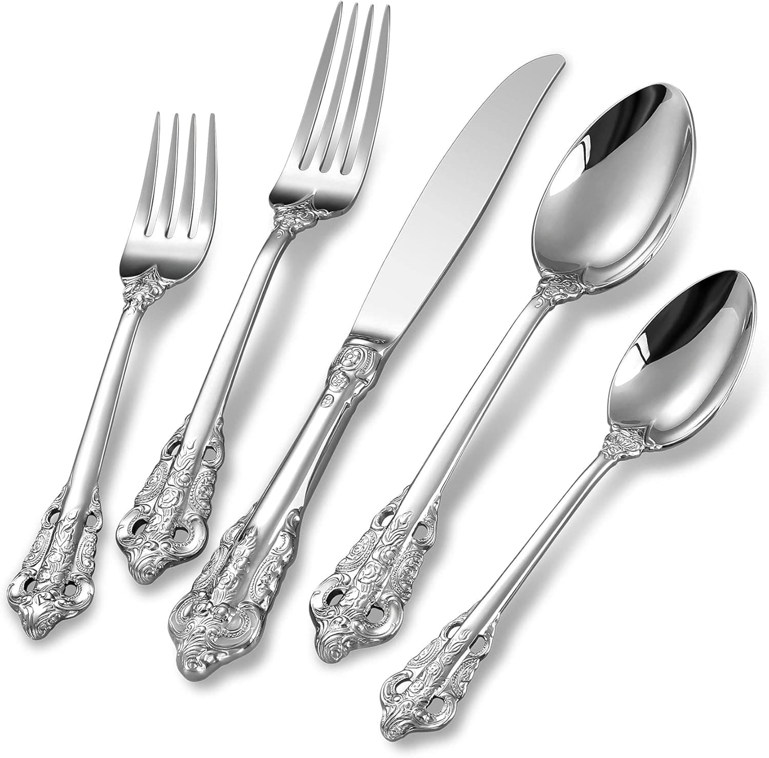 Royalrose Monarchy Silverware Set, 18/10 Stainless Steel, Service for 4, Well Made and Beautiful, Dishwasher Safe