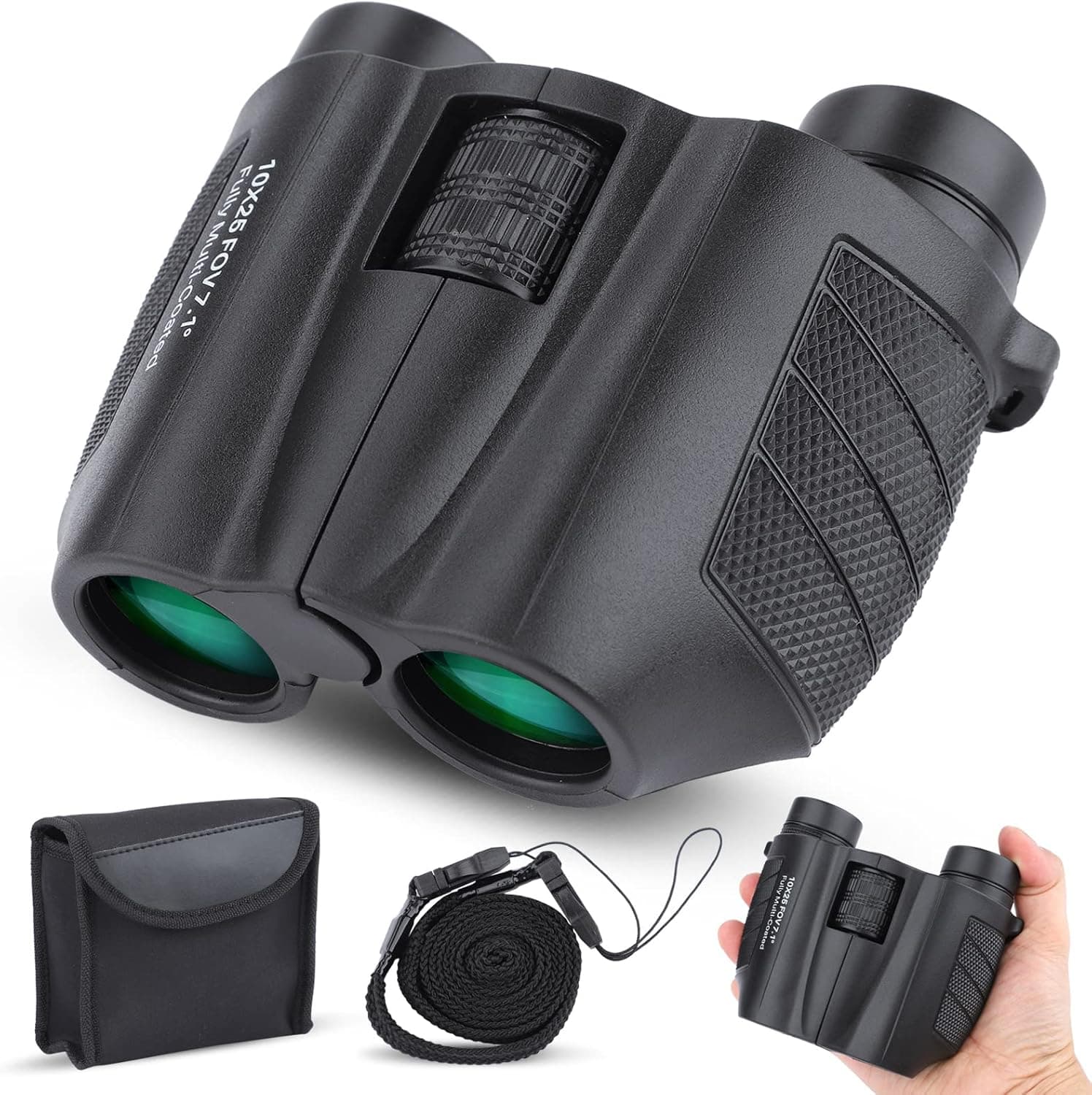 USCAMEL 10X 25 Compact Binoculars,Binoculars for Bird Watching with Lightweight,Waterproof Binoculars for Adults,Mini Binoculars for Hunting Concert and Sport Games