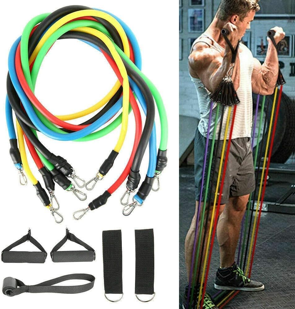 jienixiya Resistance Bands Set – Include 5 Stackable Exercise Bands with Handles, Carry Bag, Legs Ankle Straps & Door Anchor Attachment – 100% Life Time Guarantee