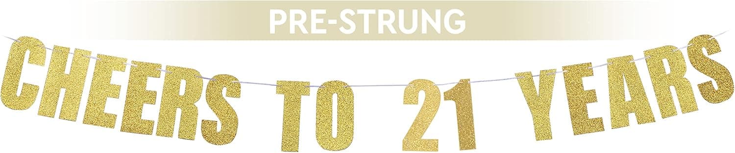 Prazoli 21st Birthday Banner - Cheers to 21 Years | Twenty First Birthday Decorations - Happy 21st Birthday Backdrop | 21st Birthday Decor for 21 Year Birthday | 21st Bday Party Favor