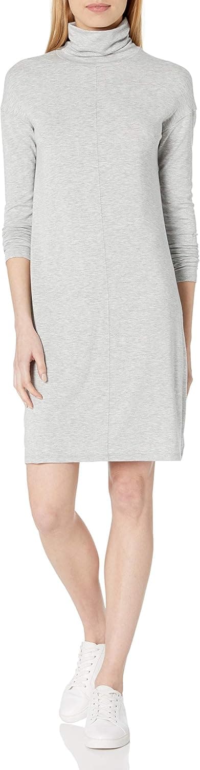 Daily Ritual Women's Soft Rayon Jersey Long-Sleeve Turtleneck Dress