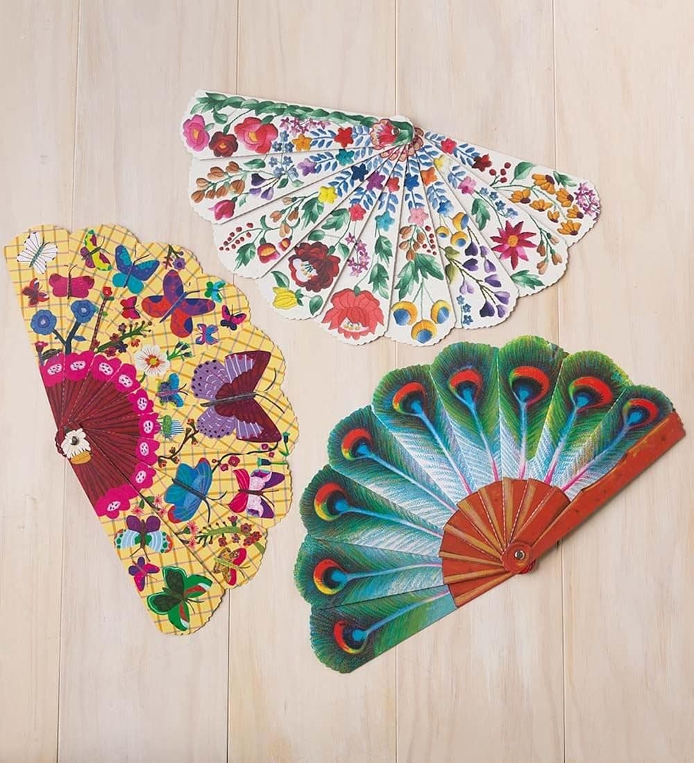 Paper Fans (Set of 3), Multicolored, One Size