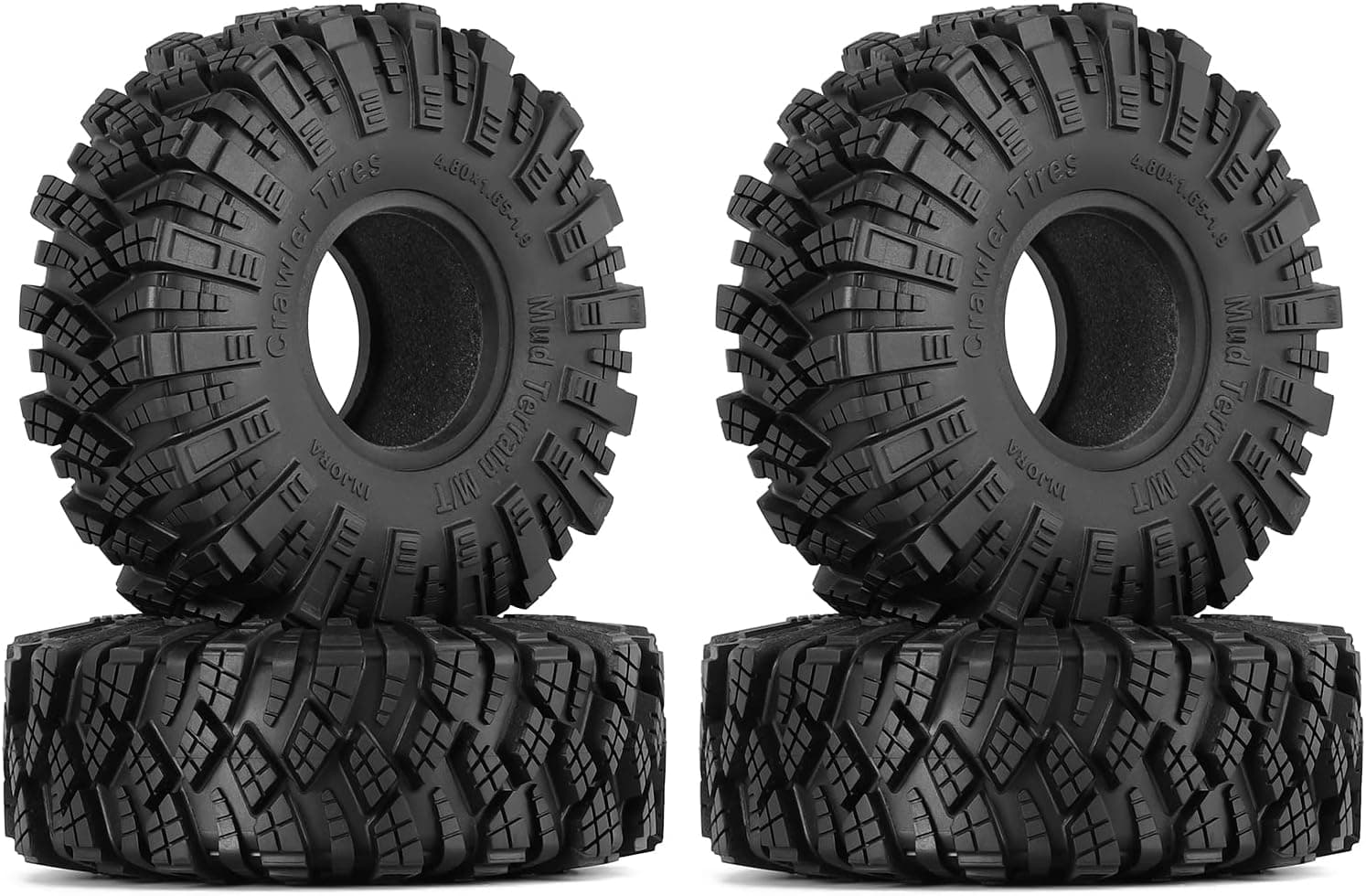 INJORA 1.9 Tires Mud Terrain Wheel Tires for Axial SCX10 Pro SCX10 UTB18 TRX4 Redcat Gen8 7VS4-10 1/10 RC Crawler Car,4PCS