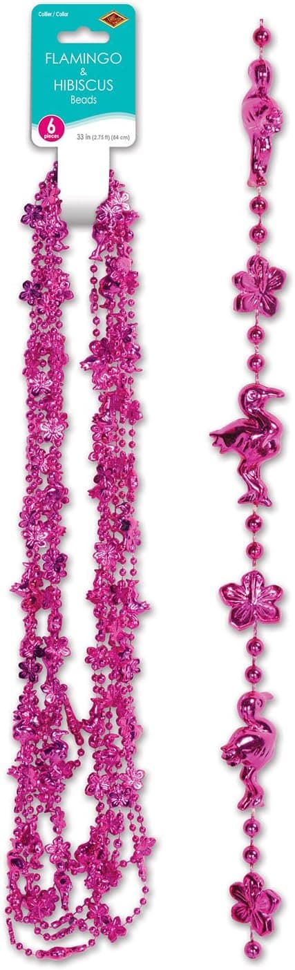 Beistle Flamingo & Hibiscus Beads, Multicolor (52172)