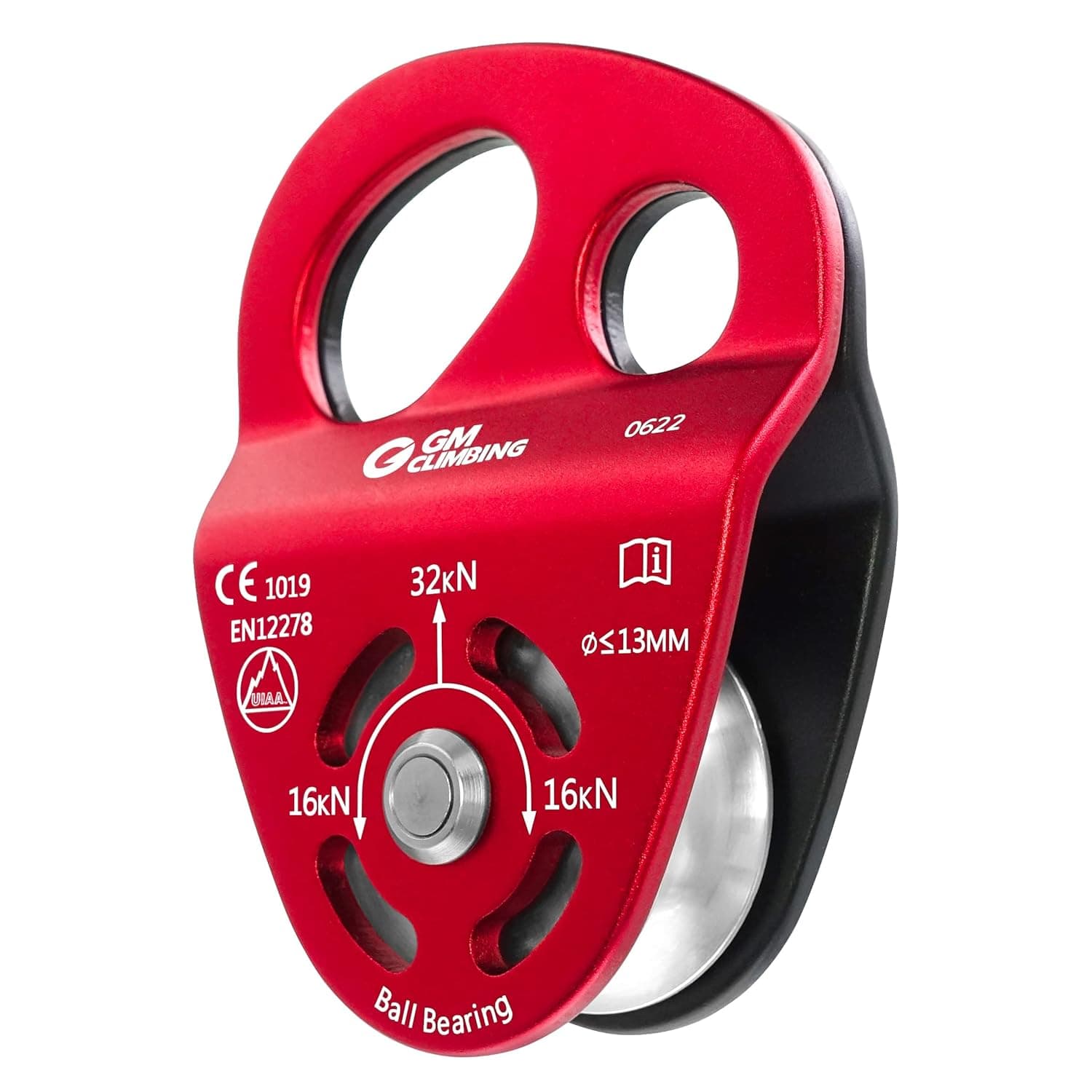GM CLIMBING 32kN Double Tie-in Hitch Pulley (Ball Bearing, Single Unit)