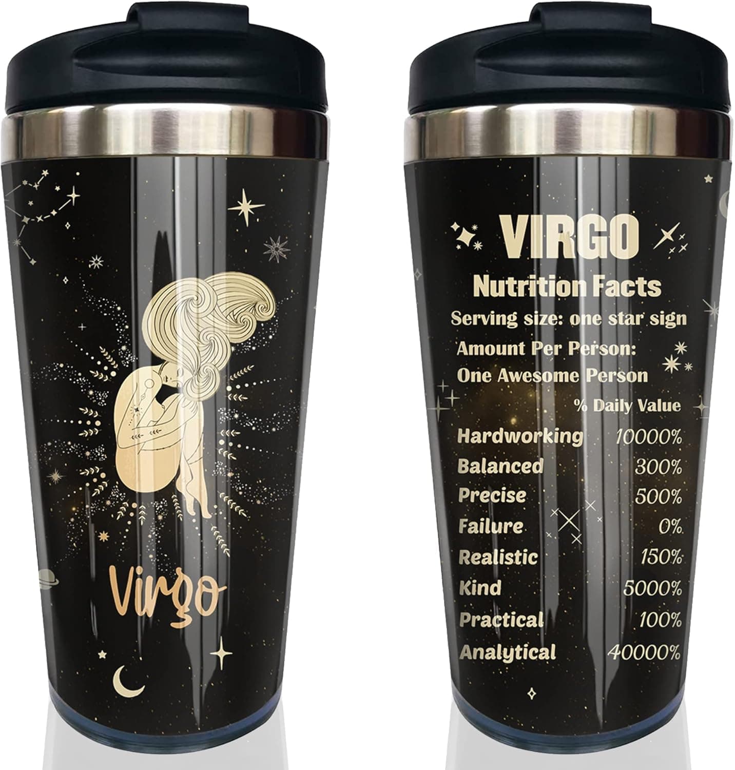 Virgo Zodiac Gifts Coffee Tumbler 15 oz, Astrology Decor Gifts, August September Birthday Astrology Gifts for Women Travel Mug, Constellation Tumblers Cup Horoscope Gift, Zodiac Virgo Gifts for Women