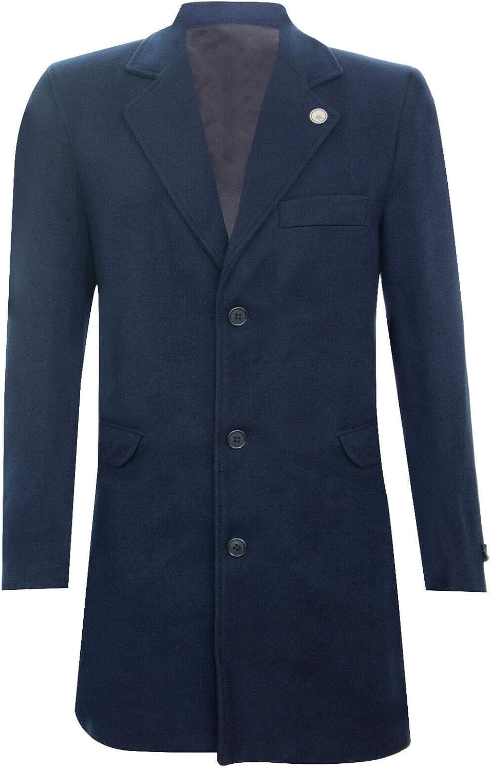 Tru Clothing Mens 3/4 Long Wool Crombie Overcoat Jacket Peaky Blinders Slim Fit Coat