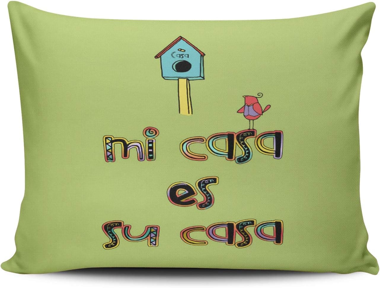 WULIHUA Pillow Covers Mi Casa ES Su Casa Birdhouse Sofa Modern Pillow Case Decorative Throw Pillow Cases One Side Printed 16x24 Inches