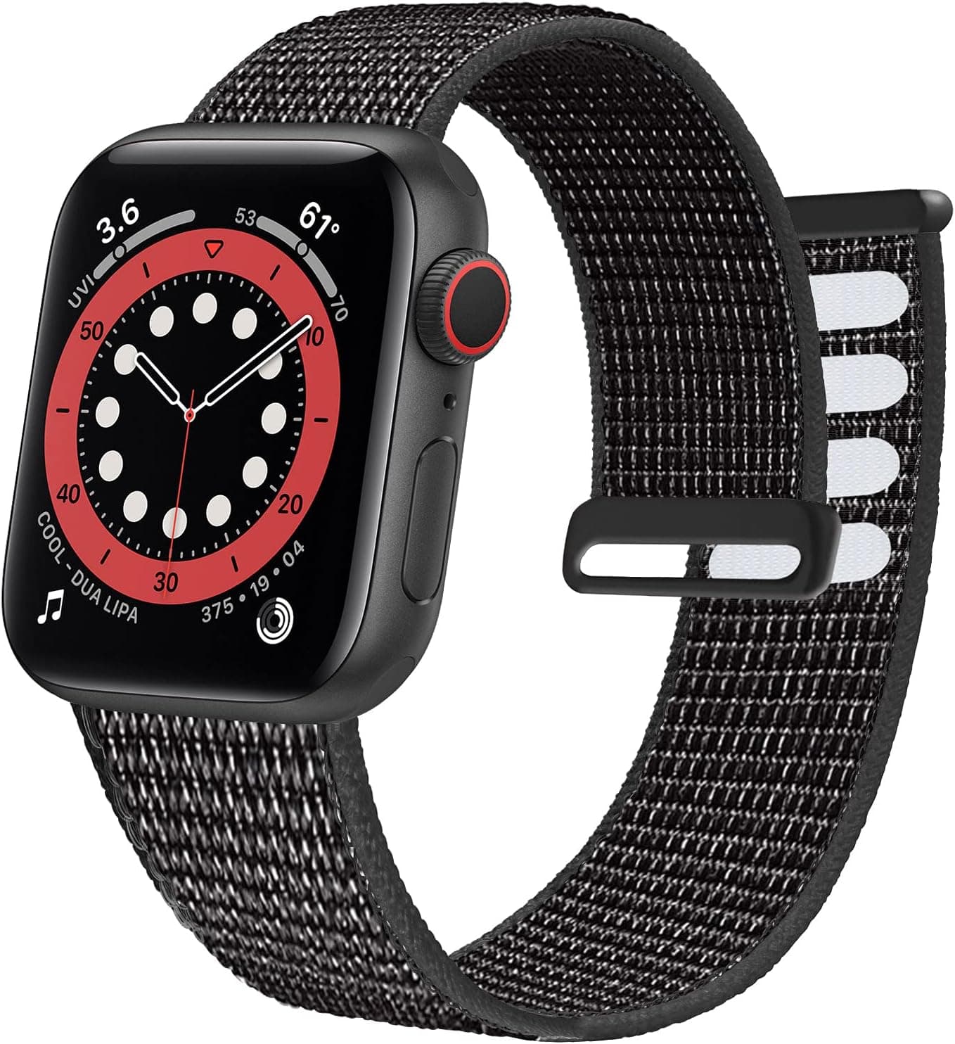 Ycysh Nylon Band Compatible with Apple Watch Band 45mm 42mm 44mm, Men Women Adjustable Sport Band Compatible for iWatch Series 7 6 5 4 3 2 1 SE (42/44/45mm-Reflector Black)