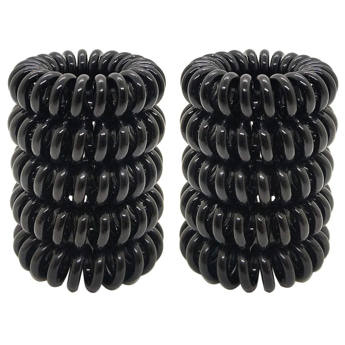 Spiral Hair Ties,Coil Hair Ties for Thick Hair,Phone Cord Hair Ties for Ponytail Holder,No Crease Spiral Hair Coils for Women or Girls(50PCS-Black)