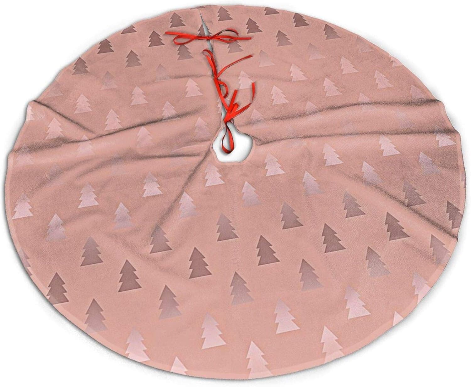 JHSLAJ Elegant Rose Gold and Pink Christmas Tree Pattern Tree Skirt for Xmas New Year Holiday Decorations Indoor Or Outdoor -36"